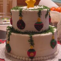 Hanging Ornaments Got this idea from the Wilton Yearbook from a year or two back (2005 or 2006 maybe?) Star and ornaments are candy, pine stems are stiff...