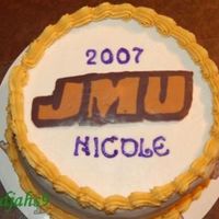 Jmu Graduation Cake - Jmu Letters Buttercream icing with chocolate transfer of JMU lettering
