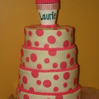 Laurie Wow! This is the biggest cake I've ever been asked to make. 12, 11, 10 & 9 inch double layer tiers in vanilla & chocolate....
