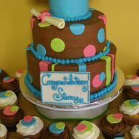 Graduation 2009 Chocolate Buttercream, Fondant accents with matching cupcakes