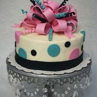 Birthday Red Velvet Cake with Cream Cheese Icing. Gumpaste Bow & curly q's