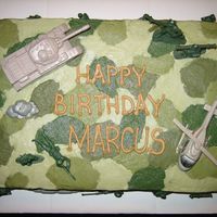 Army Theme Cake This little guy wanted an "army cake"First attempt at camouflage...that was interesting!