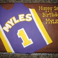 Myles 1St This was my nephew's first birthday cake...rather unusual choice...but Daddy is a VERY big Laker's fan!