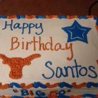 Longhorn & Cowboy Theme Customer wanted a Longhorn and cowboy theme cake for game that weekend. All buttercream with fondant for the cowboys star.