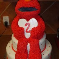 Elmo 3d elmo sitting on 2 tier cake, 10 & 14"