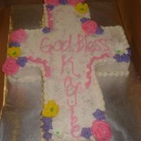 Cross Cake For Baptismal Buttercream with BC flowers and royal icing flowers