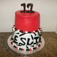 17Th Birthday Cake Last minute birthday cake in soon to be college colors-red, white and black. Butter cream with fondant zebra and numbers.
