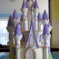 Princess Castle Cake All buttercream, with gumpaste flowers.