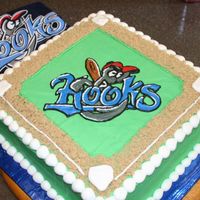 Play Ball! Chocolate cake with buttercream frosting. Infield "dirt" is brown sugar.