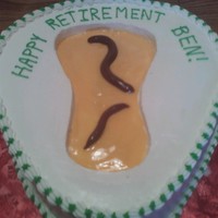 Bed Pan BC frosting. The gross part is yellow cookie icing and slightly melted tootsie rolls.