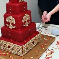 Red Celtic Knot Wedding Cake 