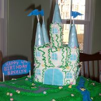 Castle Cake This was my first castle cake. I got a lot of help from LoriMc (thank you so much). It is on a 11x15 sheet cake. I used butter cookies as...