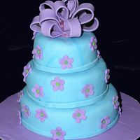 Turquoise And Purple Tiny cake for a 2 yr old's birthday. it's a 5" 4" 3" with MMF