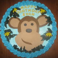 Monkey Birthday Cake This is actually a cookie cake decorated with buttercream frosting. The monkey is made out of fondant. I also found candy bananas and used...