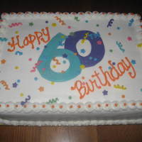 60Th Birthday Cake Half sheet cake that was decorated to match party napkins.