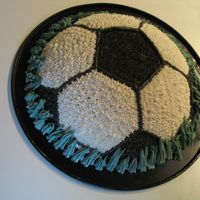 Soccer Practice Cake over a year after my first decorating course and my piping skills are completely shot... i can't make roses anymore, heck i can't...