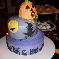 Topsy Turvy Halloween Cake this is my first time doing a topsy turvy cake. i read tonedna instructions on here, and they were so helpful! done in all buttercream.