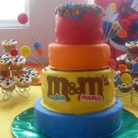 M&m's Cake First two layers are vanilla cake and rocky road filling, and other 2 are choc. cake with coffe filling. Covered in MMF. Cupcakes are...