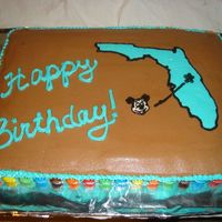 Florida Lover's Birthday Cake Chocolate cake w/buttercream. FBCT Florida and Mickey. M&Ms around the border.