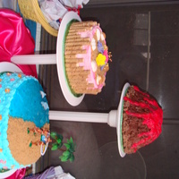 Hawaiian Birthday Cakes I made these three cakes for my niece's Hawaiian themed birthday party. I cut out the middle of the volcano and inserted a shot glass...