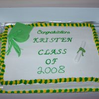 Graduation Cake This cake is white pound cake with buttercream frosting. The diploma is made of MMF and the graduation cap is made of MMF/Gum Paste.
