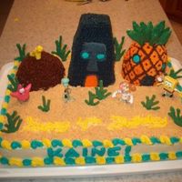 Spongebob Cake This is a cake that I did for my nephew for his 4th birthday. I did the houses of Patrick, Squidward and Spongebob. All are made of pound...
