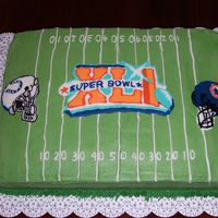 Super Bowl Xli Chocolate pound cake with cookies 'n cream filling; buttercream icing.