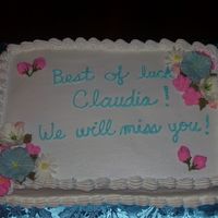 Farewell Cake Non-dairy cake - french vanilla with BC frosting and royal flowers