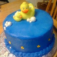 Quack! Plastic Ducks, all buttercream...messed up the border. MMF 'bubbles' with luster dust.