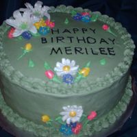 Springflowers Cake is lemon with buttercream. flowers are royal icing. This is cake 1 of 2 ordered for a spring birthday