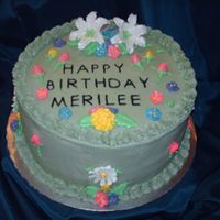 Spring Flowers 2 Lemon cake with buttercream icing. Flowers are royal icing. cake 2 of 2 for spring birthday.