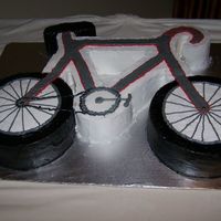 Richard's Bicycle Cake Chocolate cake with butter cream icing.