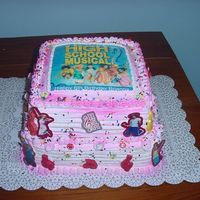 High School Musical This cake was for my daughter's 6th birthday. It is a 10" yellow cake with cho. pudding for the filling, a 8" chocolate cake...