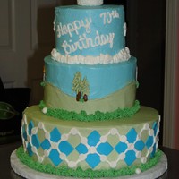 Life Is Good! Made for a suprise 70th birthday and retirement party. Got the idea off of cake central. Thanks.