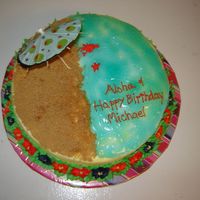 Beach Cake Piping gel water, brown sugar for the beach. Did it for a guy who is going on vacation to Hawaii for his 50th birthday.