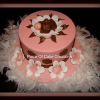 Pink And Brown Baby Shower 8-inch cake covered in pink and brown fondant with fondant decorations. Thanks for looking!