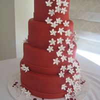 Stephanotis Red Wedding Cake This idea came from a fellow CC'er(jenniferMI) The bride wanted the color red, something plain, and stephanotis.....