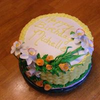 Spring Birthday chocolate cake with buttercream, gumpaste flowers