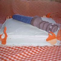 Joshlightsaber White cake w/ BC & light saber is rice krispie and fondant