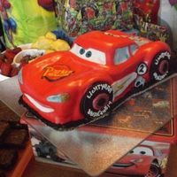 Lightning Mcqueen Made for my nephew's 2nd Birthday. Chocolate cake hand carved and covered with fondant.