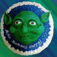 Yoda(My Attempt At It Anyway) Used the ball pan and fondant to make Yoda, I only wish my son the starwars expert was home at the time to help me!!