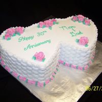 Double Heart 30Th Anniversary This cake was inspired by Kimmydoo. I loved the two hearts touching nd made this for my parents 30th anniversary. Half choc/half white with...