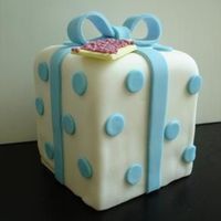 Mini Blue-Dotted Gift Box Cake 