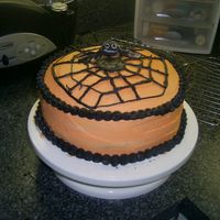Spider Cake Chocolate cake with BC.Spider is gumpaste.