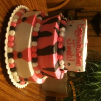 Multi Zebra 3 Tier Black, White & Pink For Graduation. This had 3 flavors but I don't remember what kind they were