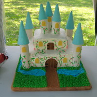Princess Castle One of my first cakes I made about 2 years ago. Buttercream frosting and the turets are paper towels rolls covered in fondant and the...