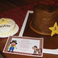 Coyboy Hat Carved coyboy hat (used instructions on this site - not as good as the creator). WASC for smash cake and the hat frosted in Cream Cheese...