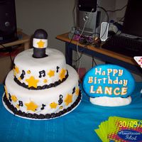 Birthday Idol I made this for my son's American Idol Birthday Party. Round chocolate cake with Chocolate icing then covered in Fondant decor.