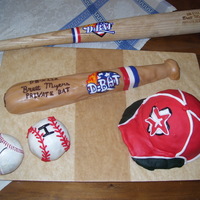 Astros Baseball, Bat, And Ball This was for my little brothers 8th birthday. All is edible and made out of fondant. The bat was given to my brother from Houston Astros...