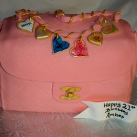 Chanel Purse Cake Chanel pocketbook. fondant with gumpaste charms and chain strap.